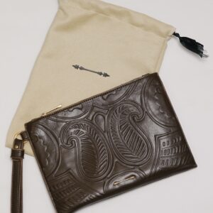 Premium okhteen clutch with dust bag