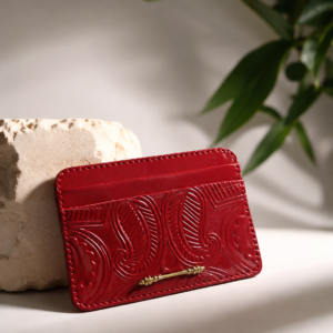 A red okhteen cardholder without box
